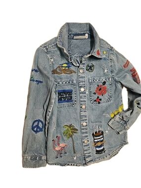 Kith Kids Denim Apollo Shirt Jacket Embroidered Size 6/7
